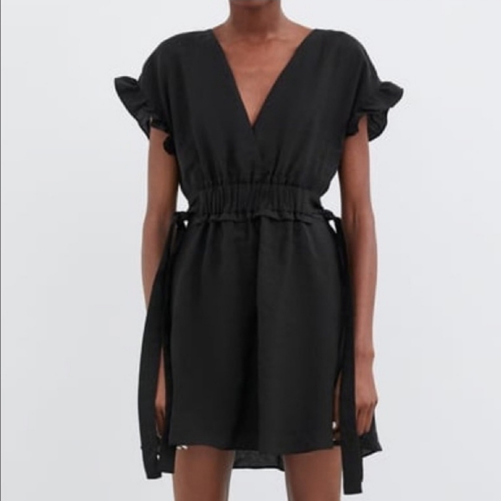 ZARA Double Bows Side Black Dress